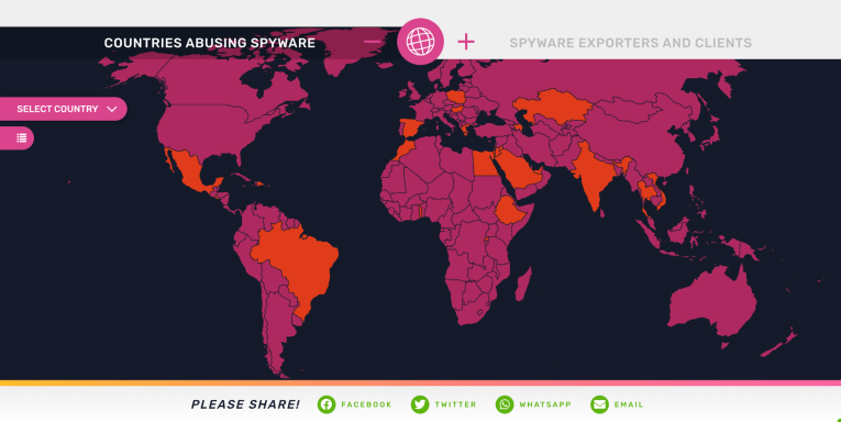 Kampagnen Website Weltkarte mit markierten Ländern in verschiedenen Farben für eine Übersicht.