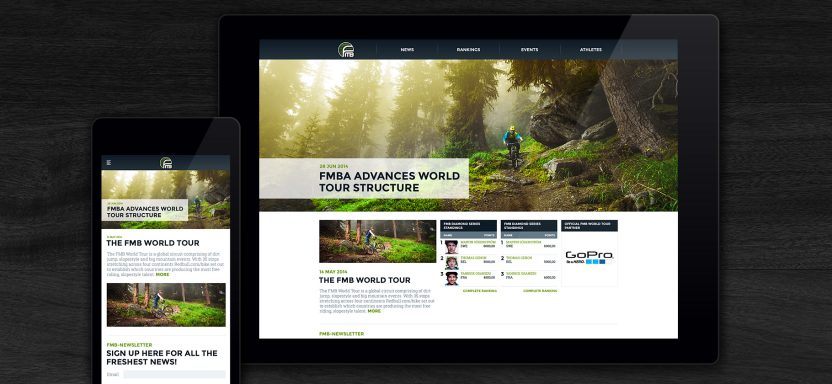 Website-Design auf Smartphone und Tablet, mit natürlichem Hintergrund und Navigationselementen.